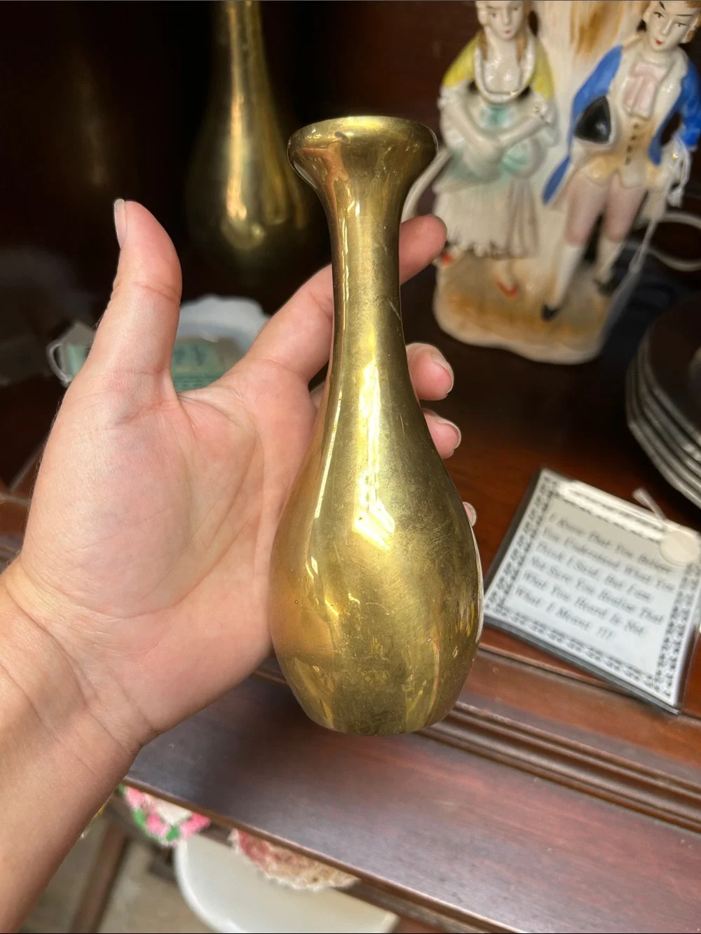 Vintage 6” & 8” Pair of Brass Bud Vases